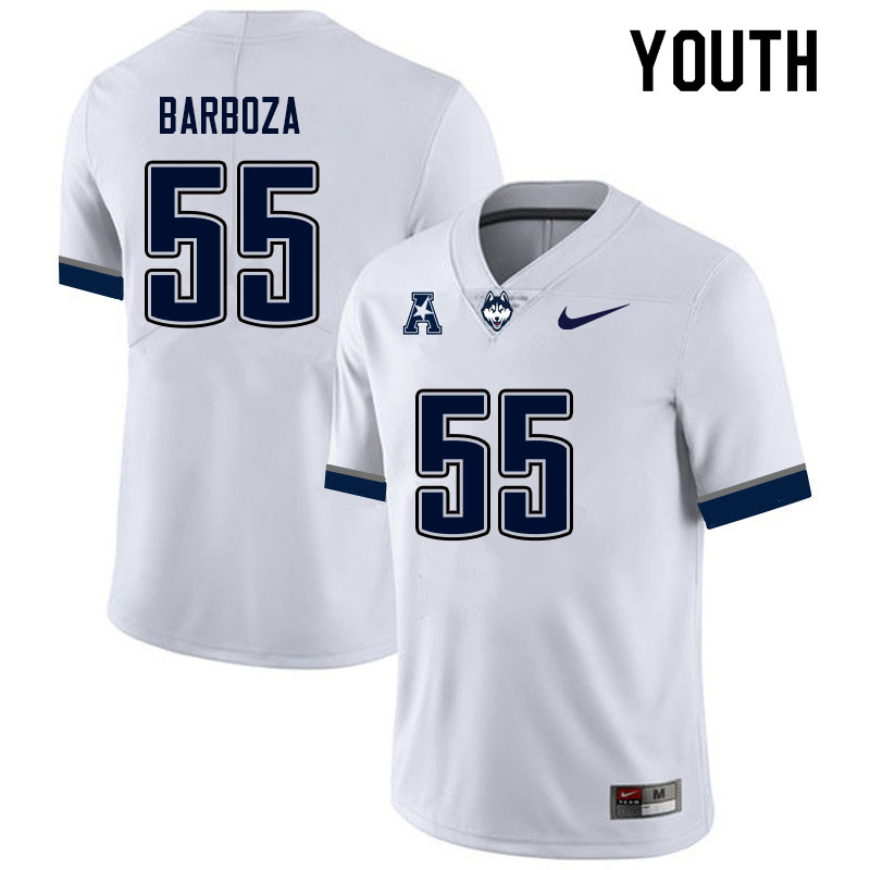 Youth #55 Gamaliel Barboza Uconn Huskies College Football Jerseys Sale-White